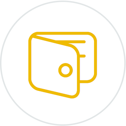 Brieftasche Gelbes Icon einer Brieftasche